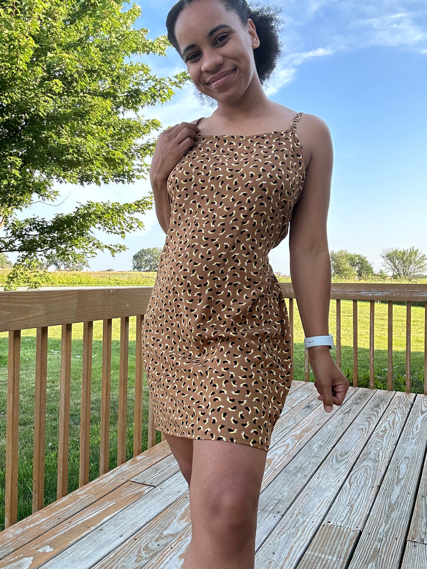 Abstract Cheetah Slip Dress