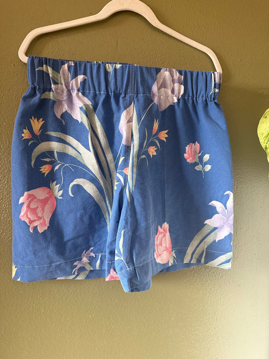 Blue Floral Shorts