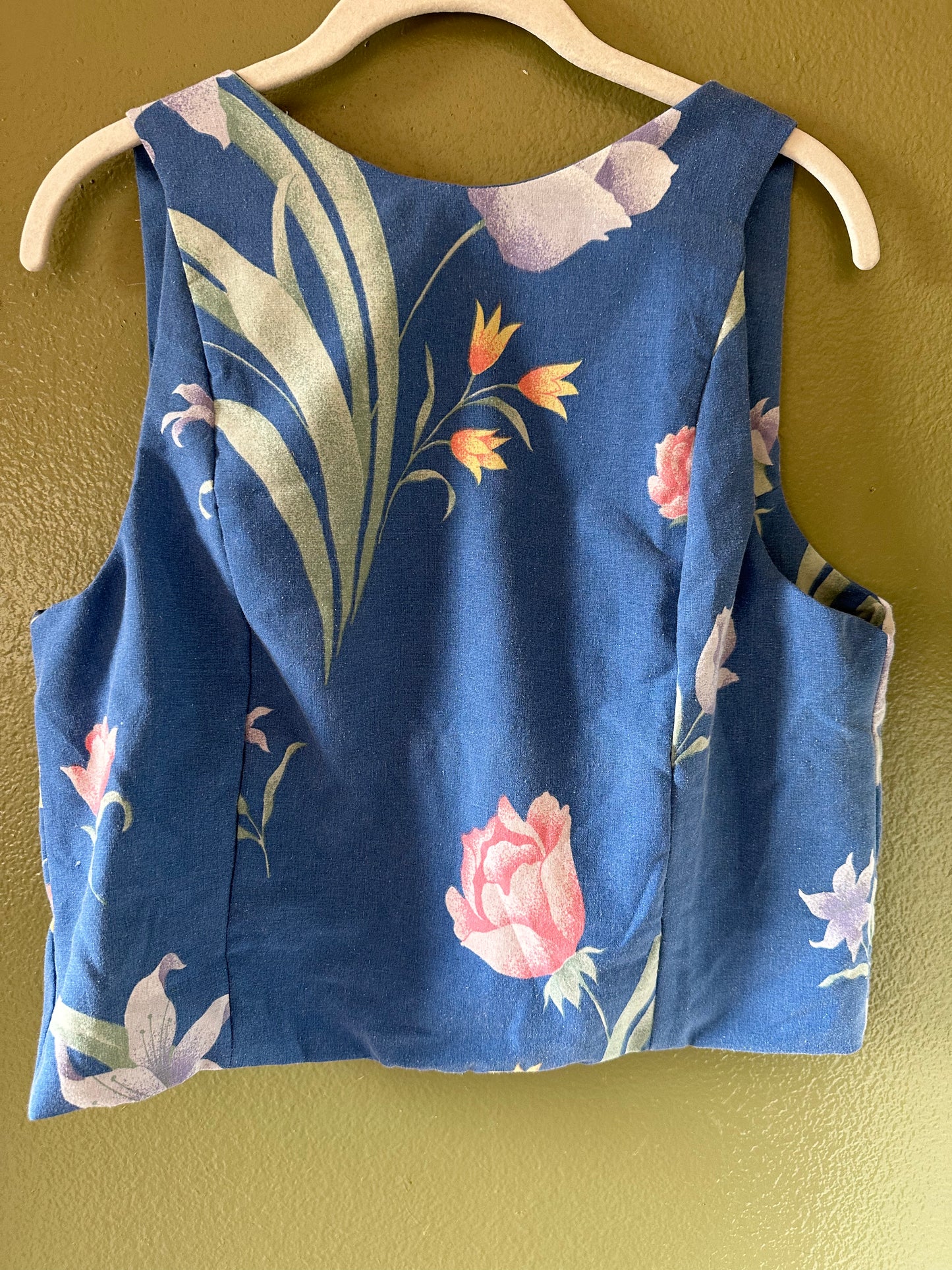 Blue Floral Tie Front Top